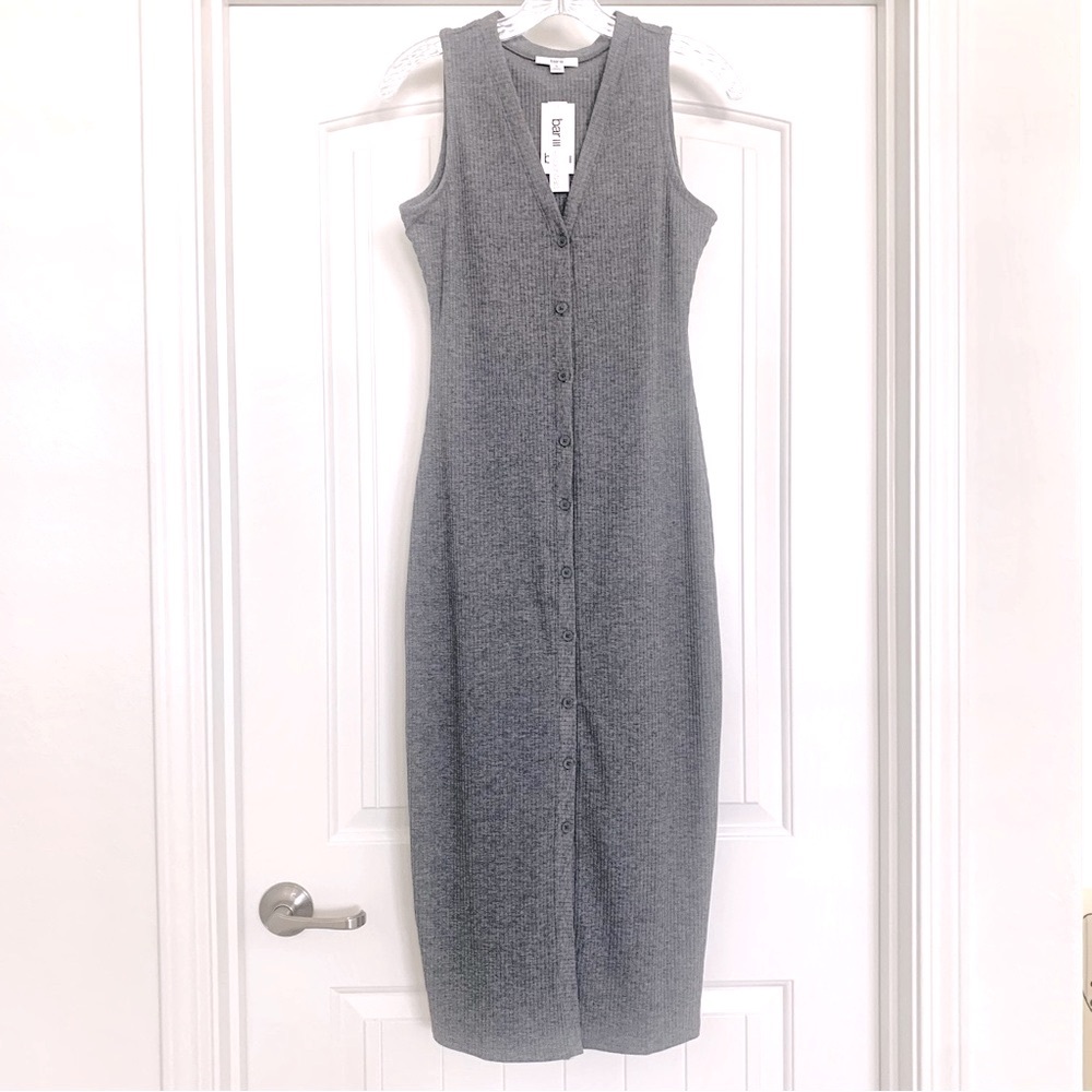Bar III Ribbed Button Up Dress - Picture 2 of 10
